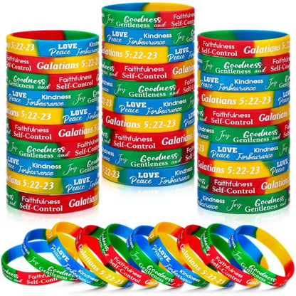 ✝️ 30/60PCS Bible Verse Bracelets – Christian Faith Wristbands for Church Events, Youth Groups & Sunday School Rewards
