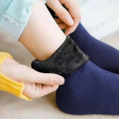 ✦5 Pairs Thick Fleece‑Lined Snow Socks, Cozy Thermal Winter Socks