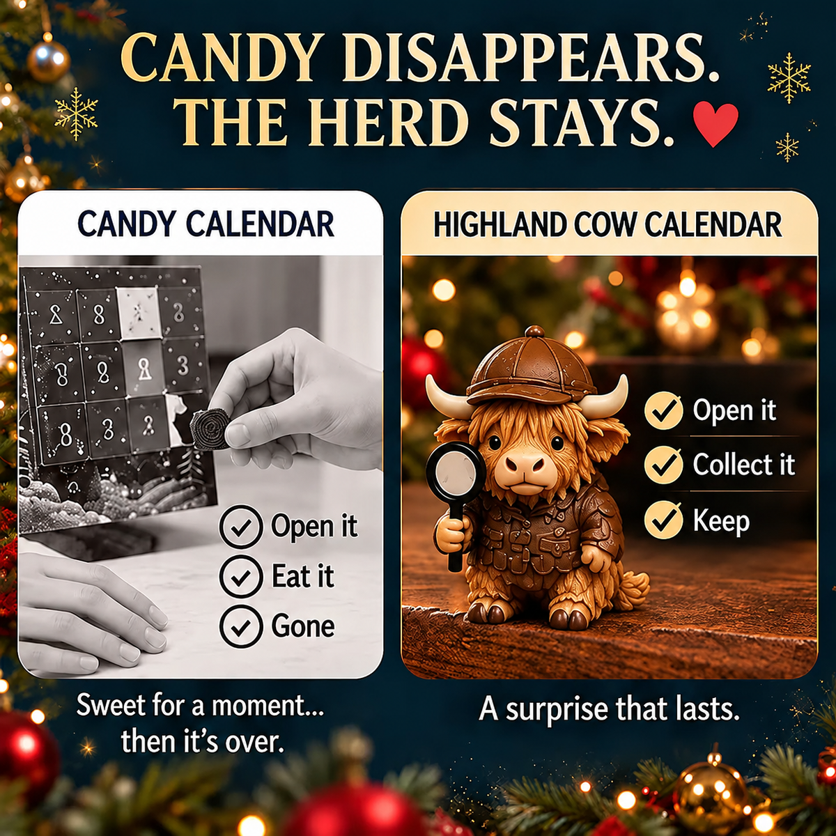 24-Day Highland Cow Advent Calendar | Collectible Christmas Countdown Gift Box