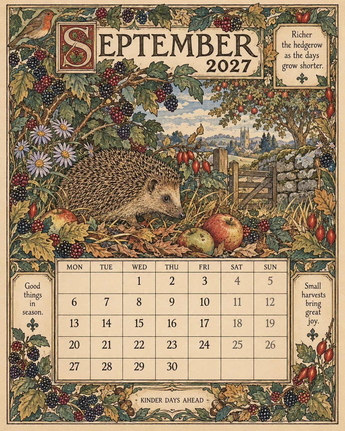 A Year in Britain 2027 – Vintage Storybook Wall Calendar