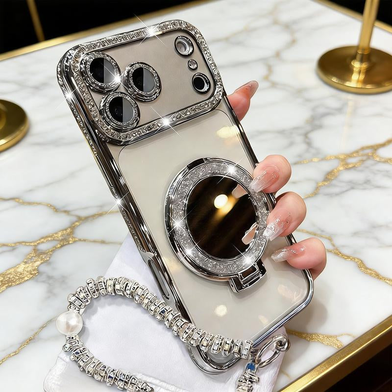 ✨💎Sparkling Diamond Women's Phone Case with Mirror & Stand for iPhone💖