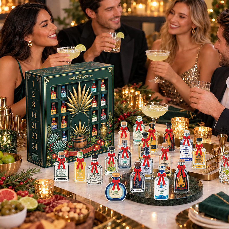 🎁✨ 24-Day Mini Tequila Bottle Advent Calendar – Holiday Countdown, Bar Decor & Collector Gift