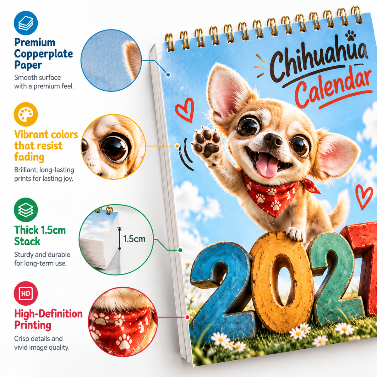 🎄🎁Christmas Sale 🐕Chihuahua 12 Month Wall Calendar