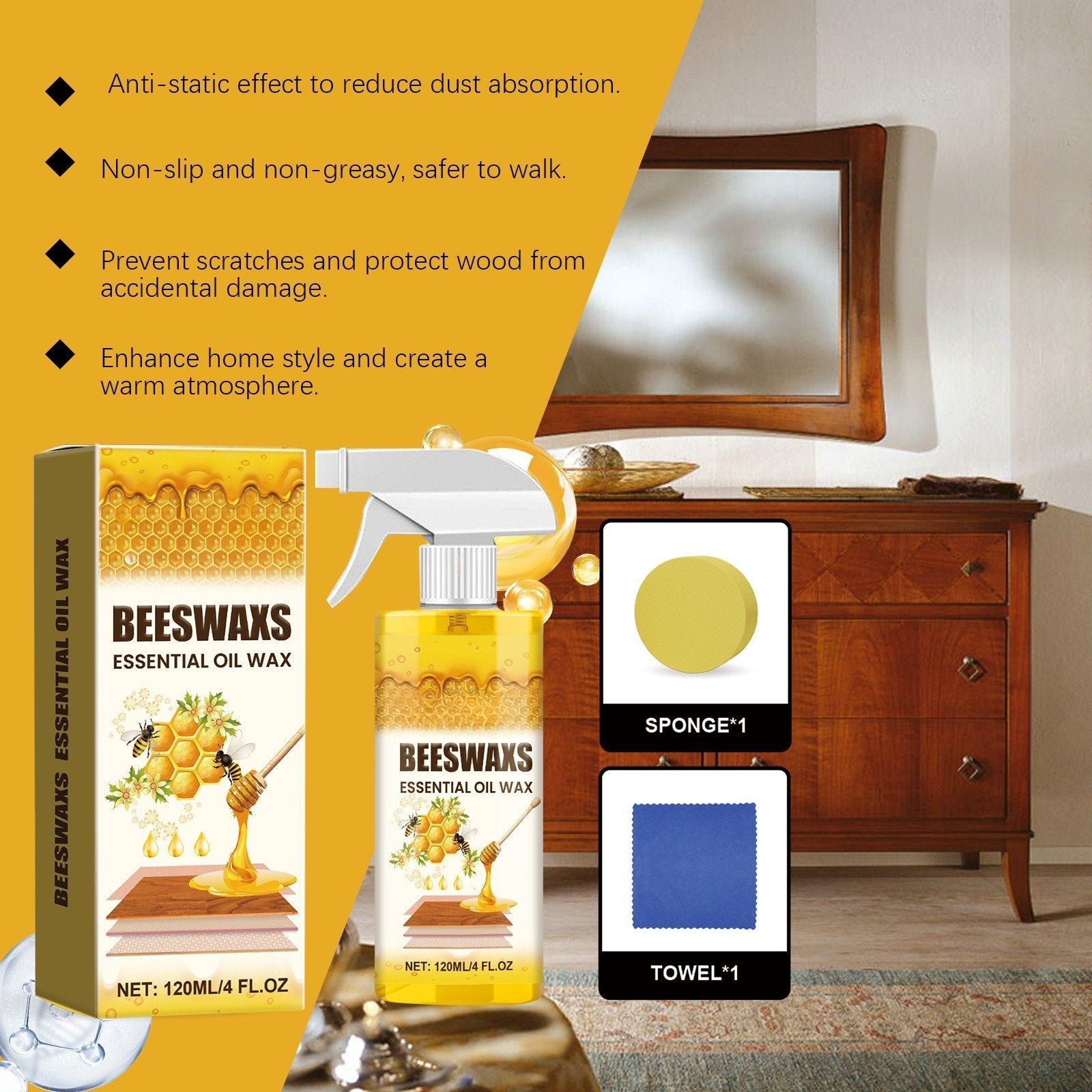 💕🎁Only $19.99 This Week🌟🎉Wood Polishing Beeswax Spray