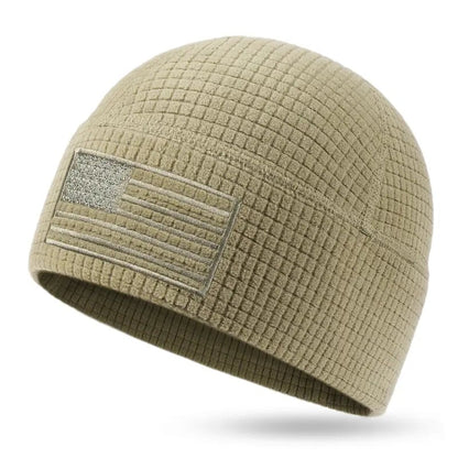 American Flag Embroidery Waffle Watch Cap
