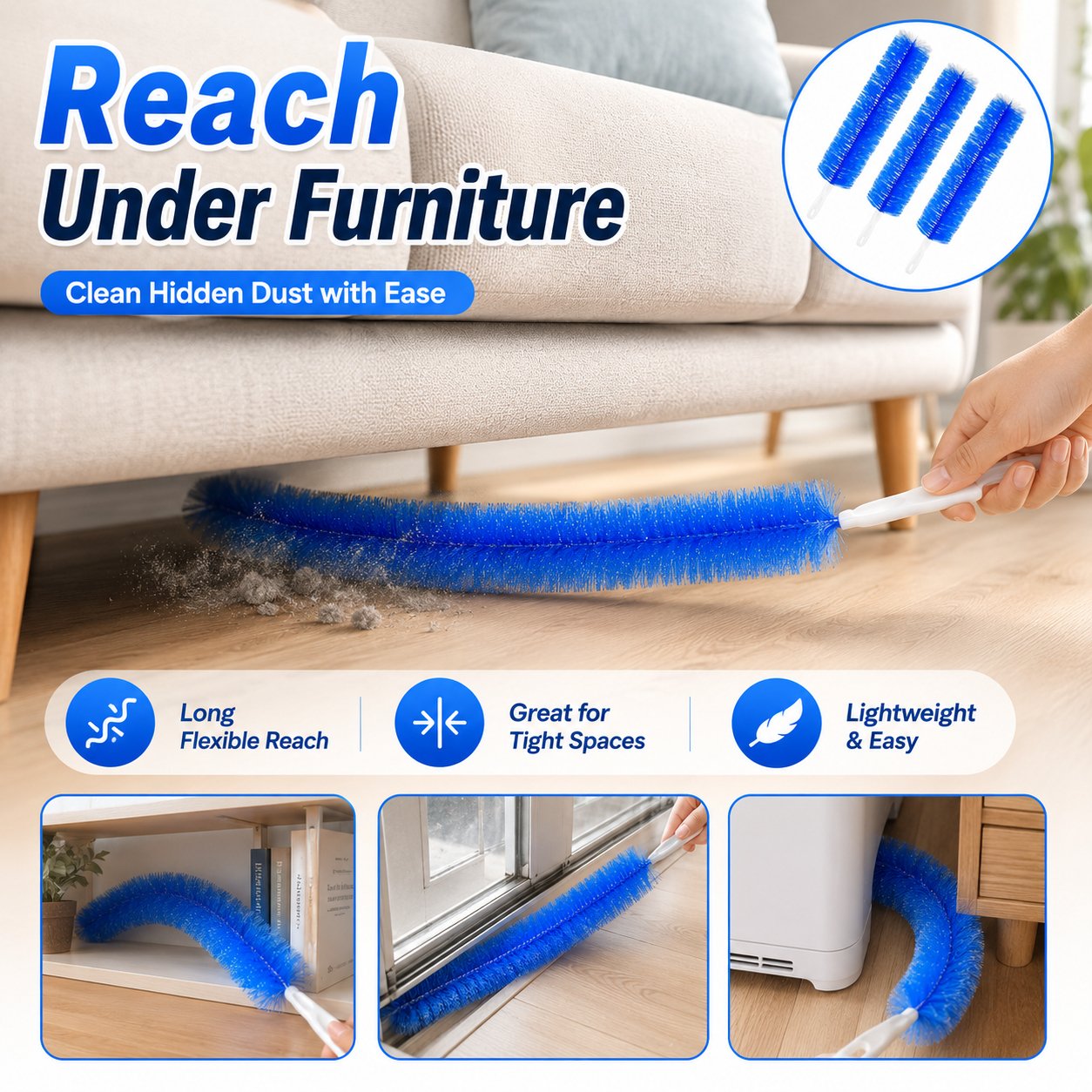 Bendable Microfiber Head,Reusable Dust Remover