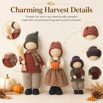 🍁Set of 3 Rustic Fall Harvest Doll Figurines