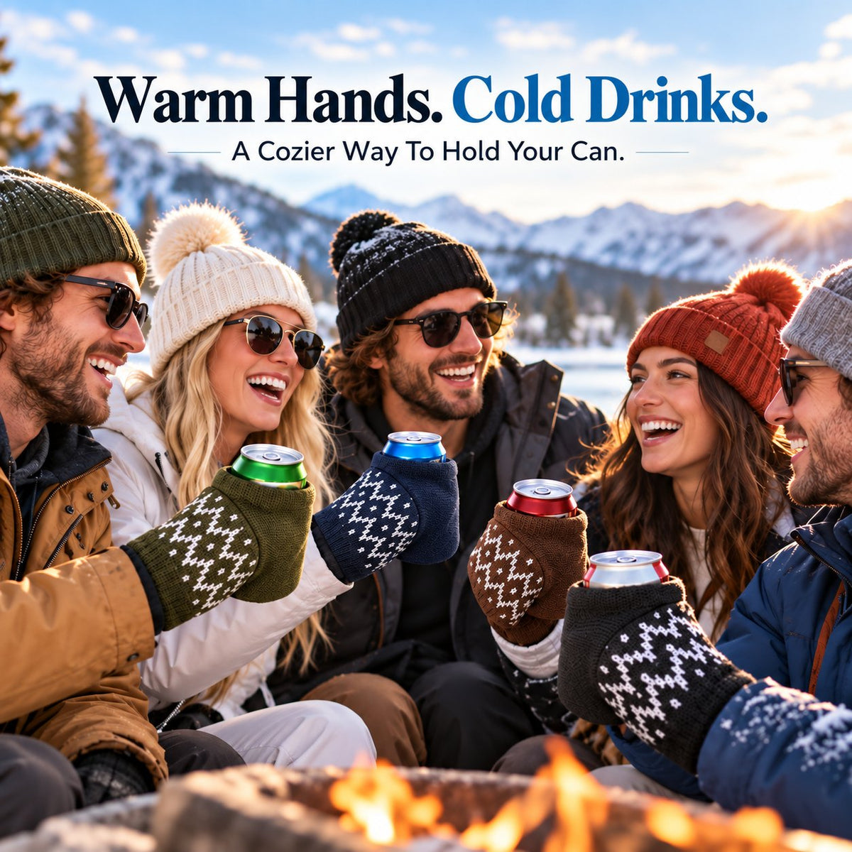 🍻Knitted, insulated beer can mittens – warm hands, cold drinks