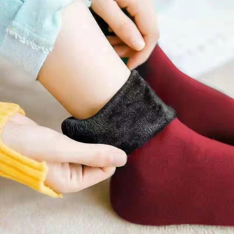 ✦5 Pairs Thick Fleece‑Lined Snow Socks, Cozy Thermal Winter Socks
