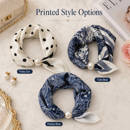 🔥HOT SALE🔥 Pearl Buckle Closure Printed Scarf