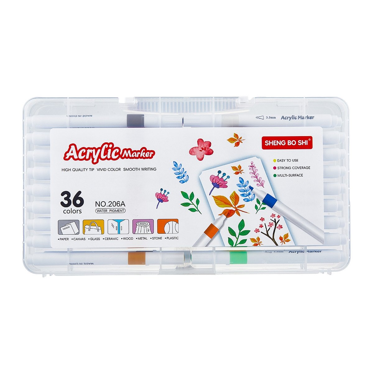 FINENOLO Brush Tip Acrylic Markers Set (24/36/60 Pack) with Portable Stackable Storage Box, Premium Water-Based Automatic Ink Colored Pens Drawing & Painting Supplies for All Levels, Art Supplies for Rock Painting, DIY Crafts