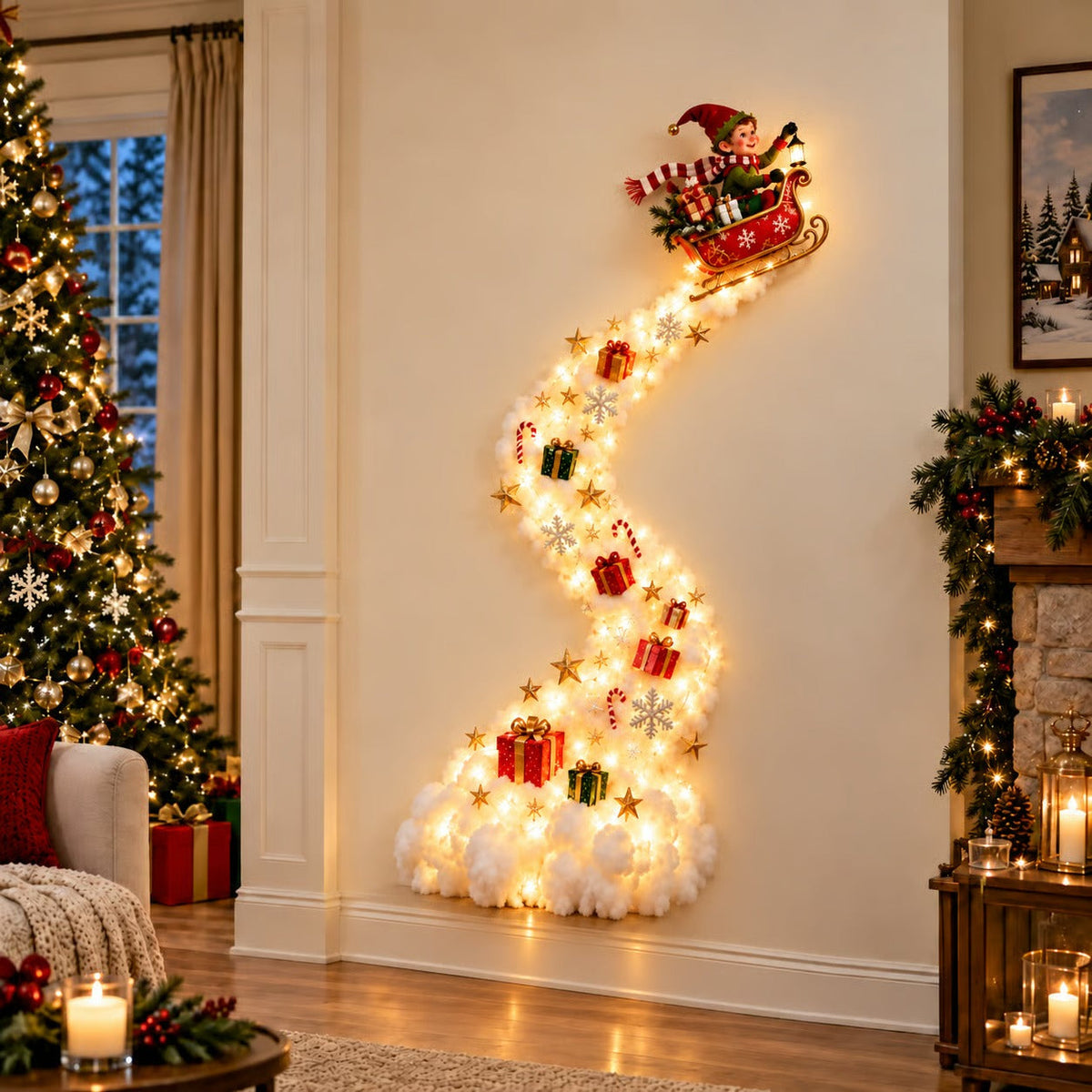 Illuminated Christmas wall decoration Magical Christmas path – Festive light decoration with 10 Christmas motifs