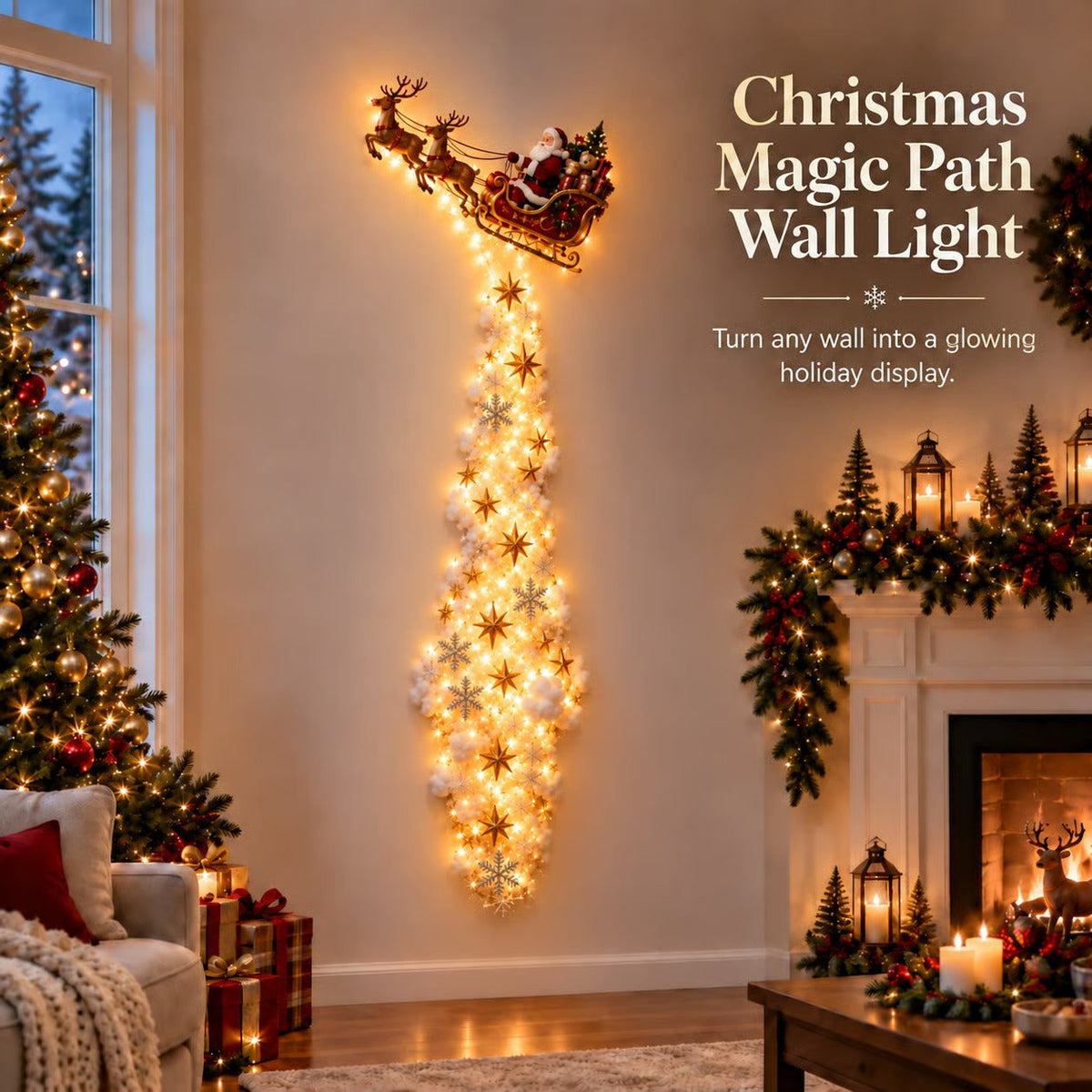 Illuminated Christmas wall decoration Magical Christmas path – Festive light decoration with 10 Christmas motifs