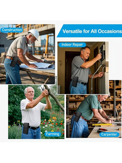 ⚡Big Discount | Waist Belt Cell Phone Pouch 📱 Multi-Pocket Leather Holster with Card Holder