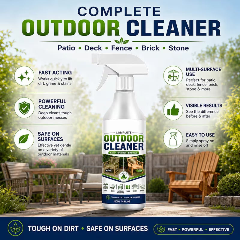 Outdoor Surface Cleaner Spray, Fast Acting Stain Remover for Patio, Wooden Furniture & Outdoor Surfaces