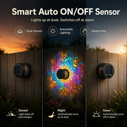 ⏰limited-time 50% OFF🌞Solar Mandala Light – Stunning Pattern Projection, 2-in-1 Floor & Wall Design